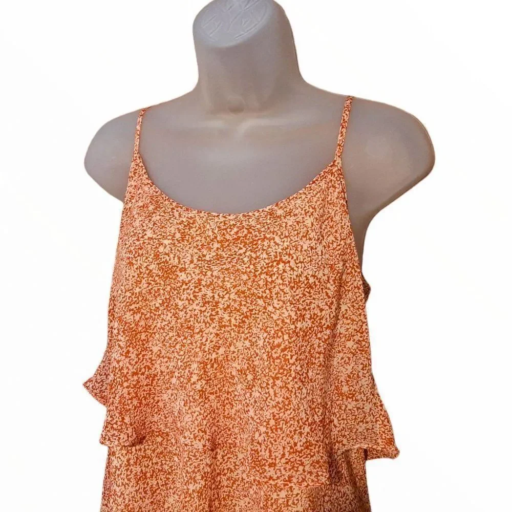 CAbi Ruffle Flutter Top in Orange sz Small - Picture 2 of 4